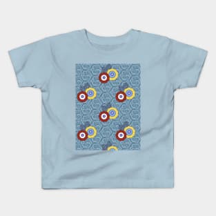 Japanese Flowers Classic Motif Shibori Pattern Kids T-Shirt